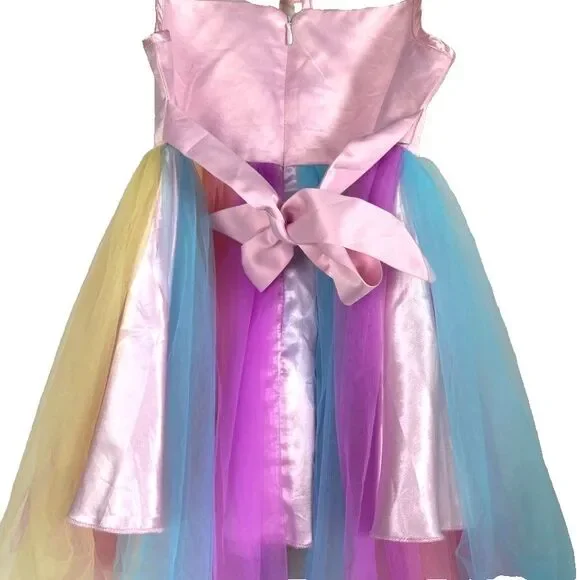 Sunny Fashion Girls Dress Unicorn Rainbow Tulle Pageant Princess Party -Size 5 T - Picture 5 of 16